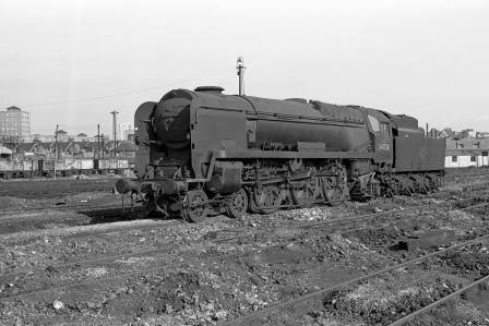 BR(S) West Country class 34036 'Westward Ho' at Nine Elms Shed, Greater London on Monday 05 Sep 1966 - J. Scrace [141348]