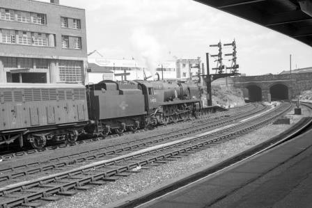 BR(S) Battle of Britain class 34052 'Lord Dowding' at Bournemouth Central Station, Dorset with the 12.59pm Waterloo service at Bournemouth Central on Monday 23 May 1966 - J. Scrace [141414]