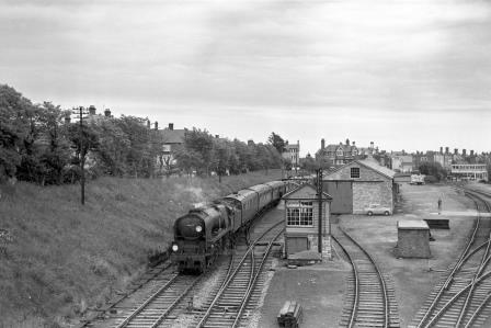 BR(S) Battle of Britain class 34053 'Sir Keith Park' at Swanage Station, Dorset with the 11.40am to Waterloo on Saturday 06 Jun 1964 - J. Scrace [141427]