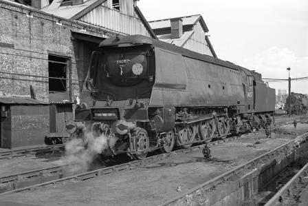 BR(S) Battle of Britain class 34057 'Biggin Hill' at Nine Elms Shed, Greater London on Wednesday 03 May 1967 - J. Scrace [141445]