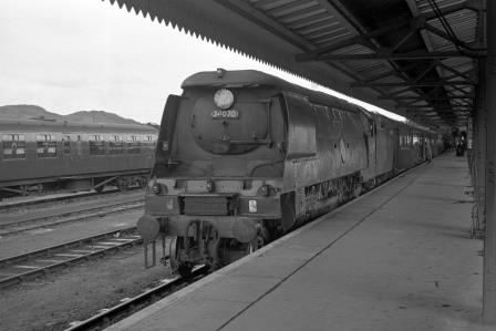 BR(S) Battle of Britain class 34070 'Manston' at Ilfracombe Station, Devon with the up "Atlantic Coast Express" on Monday 09 Sep 1963 - J. Scrace [141485]