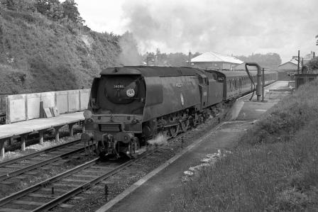 BR(S) Battle of Britain class 34086 '219 Squadron' at Winchester City Station, Hampshire with the 8.35am Waterloo - Weymouth service on Tuesday 25 May 1965 - J. Scrace [141532]