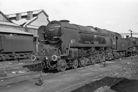 BR(S) West Country class 34095 'Brentor' at Nine Elms Shed, Greater London on Tuesday 16 May 1967 - J. Scrace [141618]