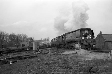 BR(S) West Country class 34102 'Lapford' at Tulse Hill, Greater London with the "LCGB Surrey Downsman" Rail Tour on Sunday 05 Mar 1967 - J. Scrace [141674]