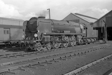 BR(S) West Country class 34104 'Bere Alston' at Eastleigh Shed, Hampshire on Tuesday 27 Aug 1963 - J. Scrace [141686]