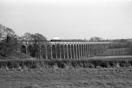 BR(S) West Country class 34108 'Wincanton' at River Ouse Viaduct, West Sussex with the "SCTS Southern Rambler" Rail Tour on Sunday 19 Mar 1967 - J. Scrace [141708]