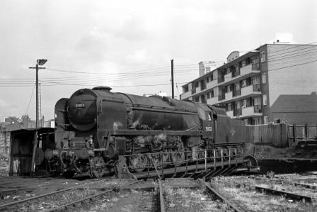 BR(S) Merchant Navy class 35023 'Holland-Afrika Line' at Nine Elms Shed, Greater London on Monday 03 Jul 1967 - J. Scrace [141819]
