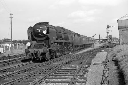BR(S) Merchant Navy class 35030 'Elder Dempster Lines' at Wareham Station, Dorset with the 10.30am Waterloo - Weymouth service on Tuesday 06 Sep 1966 - J. Scrace [141850]