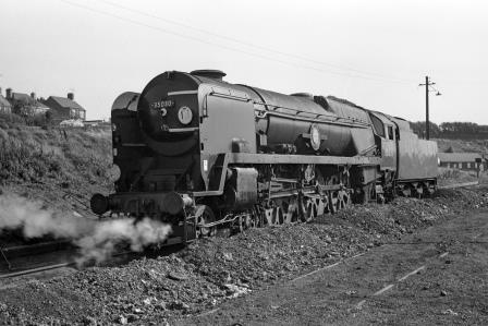 BR(S) Merchant Navy class 35030 'Elder Dempster Lines' at Weymouth Shed, Dorset on Tuesday 06 Sep 1966 - J. Scrace [141852]