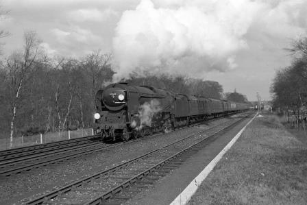 BR(S) Merchant Navy class 35030 'Elder Dempster Lines' at Brockenhurst, Hampshire with the 10.30am Waterloo - Weymouth service on Tuesday 06 Sep 1966 - J. Scrace [141853]
