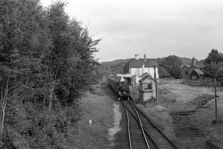 BR(M) 2MT class 41301 at Rudgwick Station, West Sussex with the 8.04am Guildford - Horsham service on Saturday 01 Aug 1964 - J. Scrace [142027]