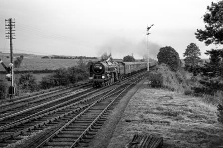 BR Britannia class 70004 'William Shakespeare' at Porton, Cumbria with the "A2" Rail Tour on Sunday 14 Aug 1966 - J. Scrace [142092]