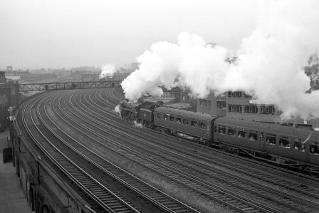 BR Britannia class 70020 'Mercury' at Vauxhall, Greater London with the "SCTS The South Western Rambler" Rail Tour on Sunday 08 Mar 1964 - J. Scrace [142100]
