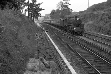 BR Std 5MT class 73065 at Micheldever, Hampshire with the 2.48pm Empty Stock Clapham Junction - Southampton Docks service on Monday 15 Aug 1966 - J. Scrace [142150]