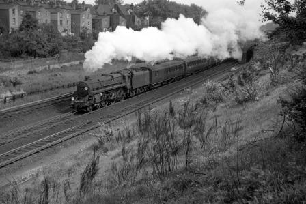 BR Std 5MT class 73119 'Elaine' at Clapham Cutting, Greater London with the 10.22am Waterloo - Weymouth service on Saturday 28 May 1966 - J. Scrace [142209]