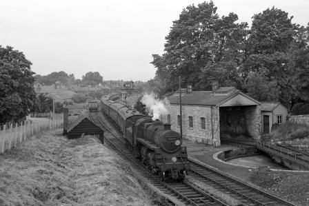 BR Std 4MT class 76015 passing Swanage Shed, Dorset with an Empty Stock Working on Friday 12 Jun 1964 - J. Scrace [142316]