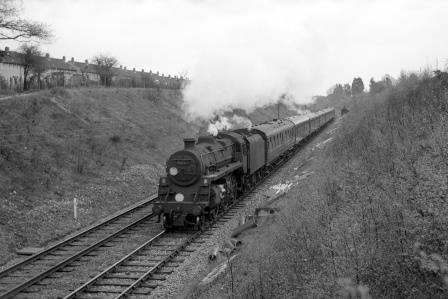 BR Std 4MT class 76061 near Fareham, Hampshire with the 11.20am Portsmouth & Southsea - Bristol Temple Meads service on Sunday 25 Apr 1965 - J. Scrace [142354]