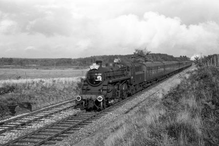 BR Std 3MT class 77014 at Ashley Heath, Hampshire with the "LCGB Dorset & Hants" Rail Tour on Sunday 16 Oct 1966 - J. Scrace [142383]