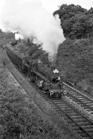 BR Std 3MT class 77014 at Wimborne, Dorset with the "LCGB Dorset & Hants" Rail Tour on Sunday 16 Oct 1966 - J. Scrace [142384]