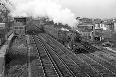 BR Std 4MT class 80015 at Forest Hill, Greater London with the 4.20pm London Bridge - East Grinstead service on Friday 13 Apr 1962 - J. Scrace [142422]