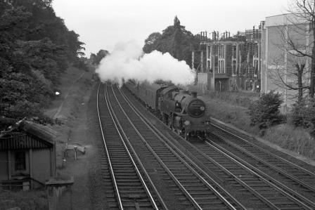 BR Std 4MT class 80018 at Forest Hill, Greater London with the 7.00am Forest Row - London Bridge service on Tuesday 09 Jul 1963 - J. Scrace [142437]