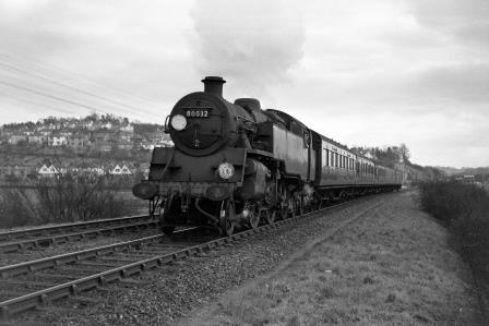 BR Std 4MT class 80032 at Upper Warlingham, Greater London with the 2.47pm Tunbridge Wells West - Victoria service on Thursday 26 Mar 1959 - J. Scrace [142463]