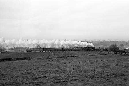 BR Std 4MT class 80043 at Shepton Mallet, Somerset with the 7.00am Templecombe - Bath Green Park service on Saturday 05 Mar 1966 - J. Scrace [142497]