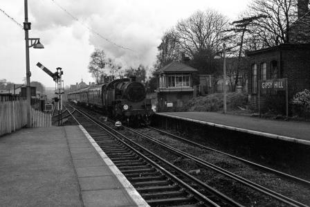 BR Std 4MT class 80085 at Gipsy Hill Station, Greater London with the "SCTS Southern Rambler" Rail Tour on Sunday 19 Mar 1967 - J. Scrace [142513]