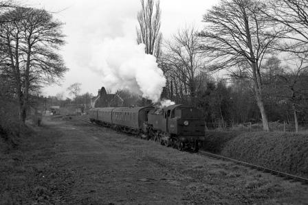 BR Std 4MT class 80094 at Grange Road Station, West Sussex with the 10.08am Three Bridges - Tunbridge Wells West service on Saturday 28 Nov 1964 - J. Scrace [142541]