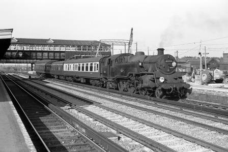 BR Std 4MT class 80139 at Eastleigh Station, Hampshire with the 4.22pm Staff Train to Southampton Central on Monday 17 Apr 1967 - J. Scrace [142570]