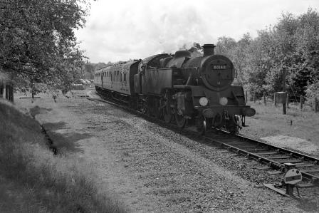 BR Std 4MT class 80140 at Rotherfield and Mark Cross, East Sussex with the 9.25am Eastbourne - Tunbridge Wells West service on Monday 24 May 1965 - J. Scrace [142578]