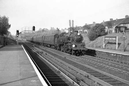 BR Std 4MT class 80141 at Honor Oak Park Station, Greater London with the 5.20pm London Bridge - Tunbridge Wells West service on Thursday 21 Apr 1960 - J. Scrace [142581]