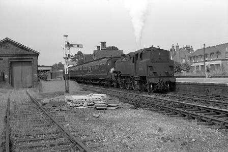 BR Std 4MT class 80141 at Hailsham Station, East Sussex with the 1.14pm Tunbridge Wells West - Eastbourne service on Friday 11 Jun 1965 - J. Scrace [142586]