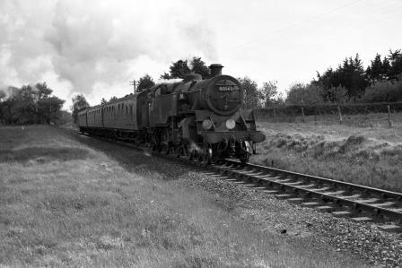 BR Std 4MT class 80145 between Hailsham and Hellingly, East Sussex with the 3.40pm Eastbourne - Tunbridge Wells West service on Monday 24 May 1965 - J. Scrace [142616]