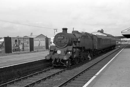BR Std 4MT class 80147 at Wareham Station, Dorset with the 3.37pm Wareham - Swanage service on Monday 08 Jun 1964 - J. Scrace [142647]