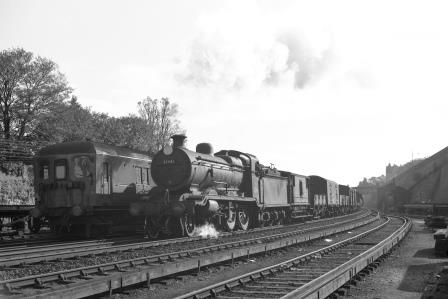 BR (SR) K class 32341 passing Preston Park Pullman Car Works, East Sussex with a Northbound Goods on Friday 24 Oct 1958 - J.H.W. Kent [150432]