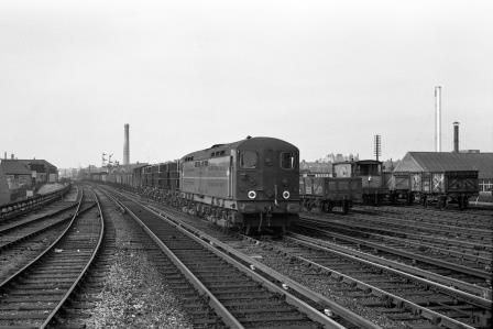 BR (SR) Class 70 20001 at Hove, East Sussex with an Eastbound Goods on Saturday 25 Oct 1958 - J.H.W. Kent [150441]