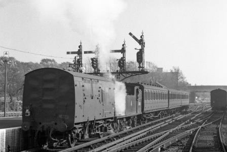 BR(S) M7 class 30051 at Hove Station, East Sussex with a Horsham - Brighton service on Saturday 01 Nov 1958 - J.H.W. Kent [150449]
