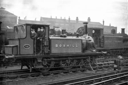 LBSCR A1X class 82 'Boxhill' at Brighton Shed, East Sussex circa Jan 1949 - J.H.W. Kent [152501]