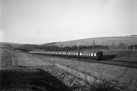 BR(S) Class 5-BEL at Patcham, East Sussex with the down "Brighton Belle" on Saturday 19 Feb 1949 - J.H.W. Kent [152523]