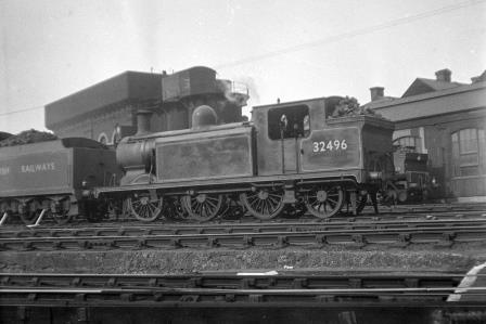 BR(S) E4 class 32496 at Brighton Shed, East Sussex circa Mar 1949 - J.H.W. Kent [152529]