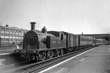 BR(S) M7 class 27 at Hove Station, East Sussex with a Horsham - Brighton service on Saturday 26 Mar 1949 - J.H.W. Kent [152535]