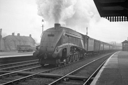 BR(E) A4 class 60029 'Woodcock' at Harringay Station, Greater London with a down Passenger Service on Saturday 02 Apr 1949 - J.H.W. Kent [152557]