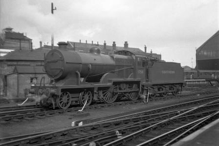 SR L1 class 1758 at Brighton Shed Station, East Sussex circa 1 May 1949 - J.H.W. Kent [152614]