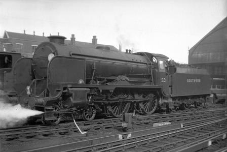 SR V class 921 'Shrewsbury' at Brighton Shed, East Sussex on Saturday 28 May 1949 - J.H.W. Kent [152645]