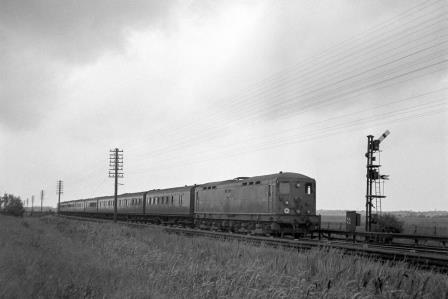 BR Class 70 20002 between Hampden Park and Eastbourne, East Sussex with a down Eastbourne service on Saturday 11 Jun 1949 - J.H.W. Kent [152676]