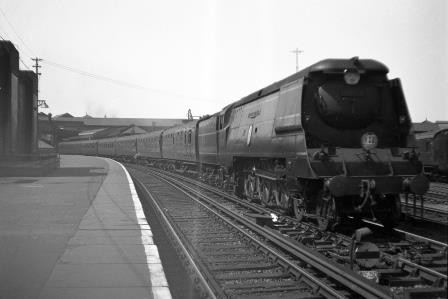 BR(S) Battle of Britain class 34051 'Winston Churchill' at Clapham Junction Station, Greater London with a West of England - Waterloo service on Monday 04 Jul 1949 - J.H.W. Kent [152754]