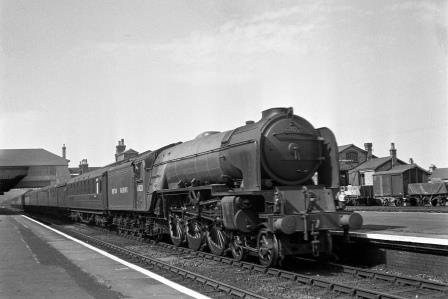 BR(E) A1 class 60123 'H. A. Ivatt' at New Barnet Station, Greater London with a Southbound Passenger on Monday 04 Jul 1949 - J.H.W. Kent [152764]