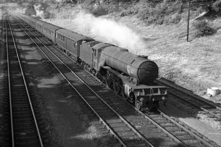 BR(E) V2 class 60863 at Greenwood, Greater London with a Southbound Passenger on Saturday 09 Jul 1949 - J.H.W. Kent [152836]