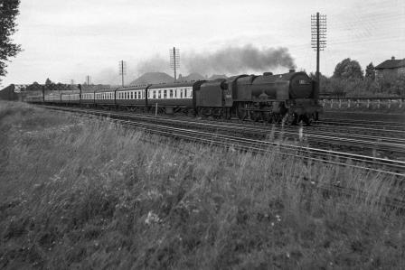 BR(M) Royal Scot class 46141 'The North Staffordshire Regiment' approaching South Kenton, Greater London with a Southbound Passenger on Saturday 30 Jul 1949 - J.H.W. Kent [152885]